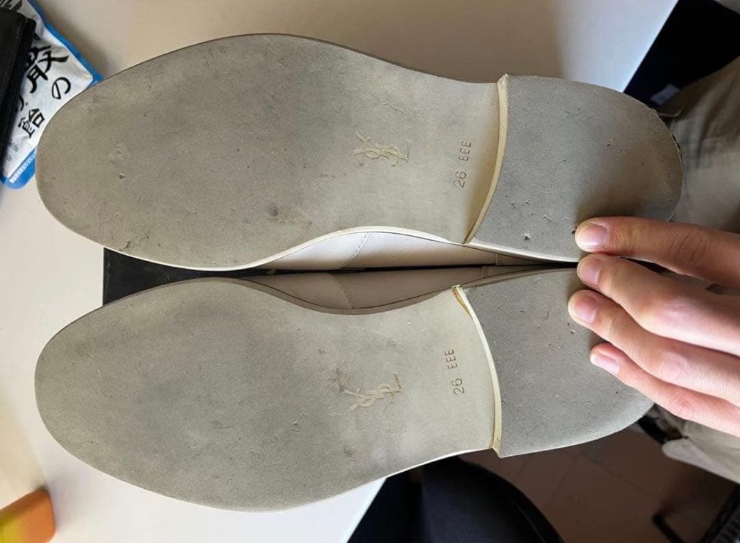 Yves Saint Laurent ローファー ホワイト 26.0 EEE