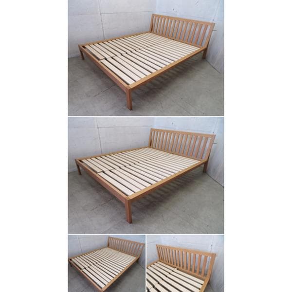 展示品■無印良品■オーク材突板■もたれかかれる木製ベッドフレーム■クイーンサイズ