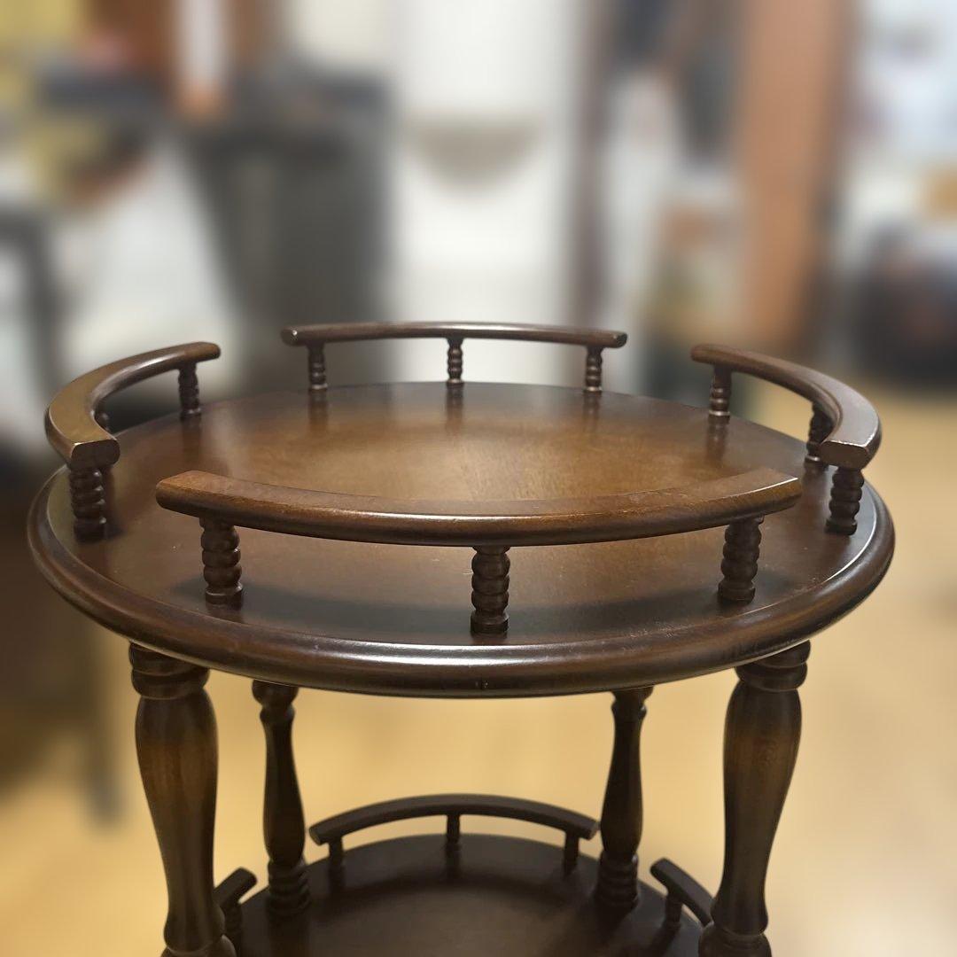 飛騨家具　天然木　キャスター付きサイドテーブル　キッチンワゴン