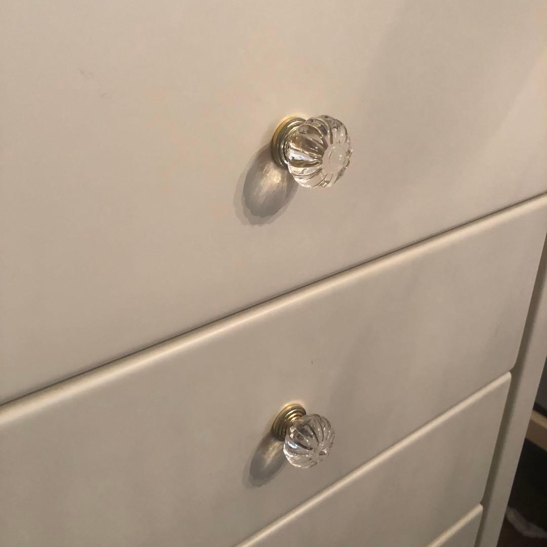 ホワイト 5段チェスト 木製 装飾付き