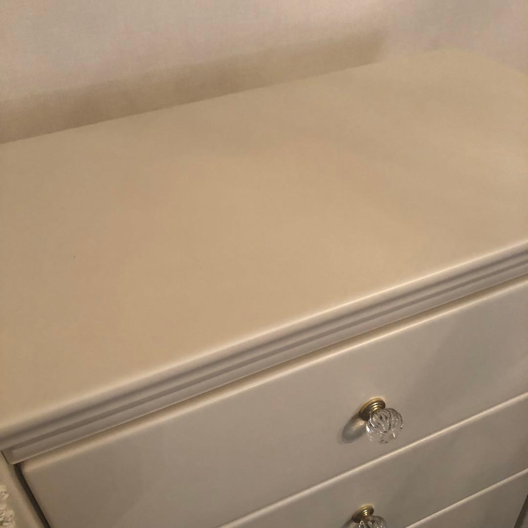 ホワイト 5段チェスト 木製 装飾付き