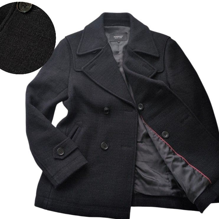 希少　バーバリー　Lサイズ　ウールダブルブレストピーコート　シャドーチェック