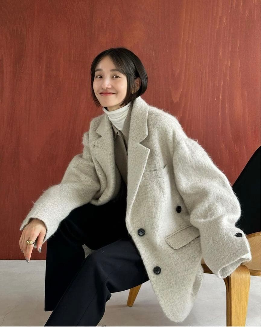 MIX SHAGGY OVER TAILORED JACKET　CLANE