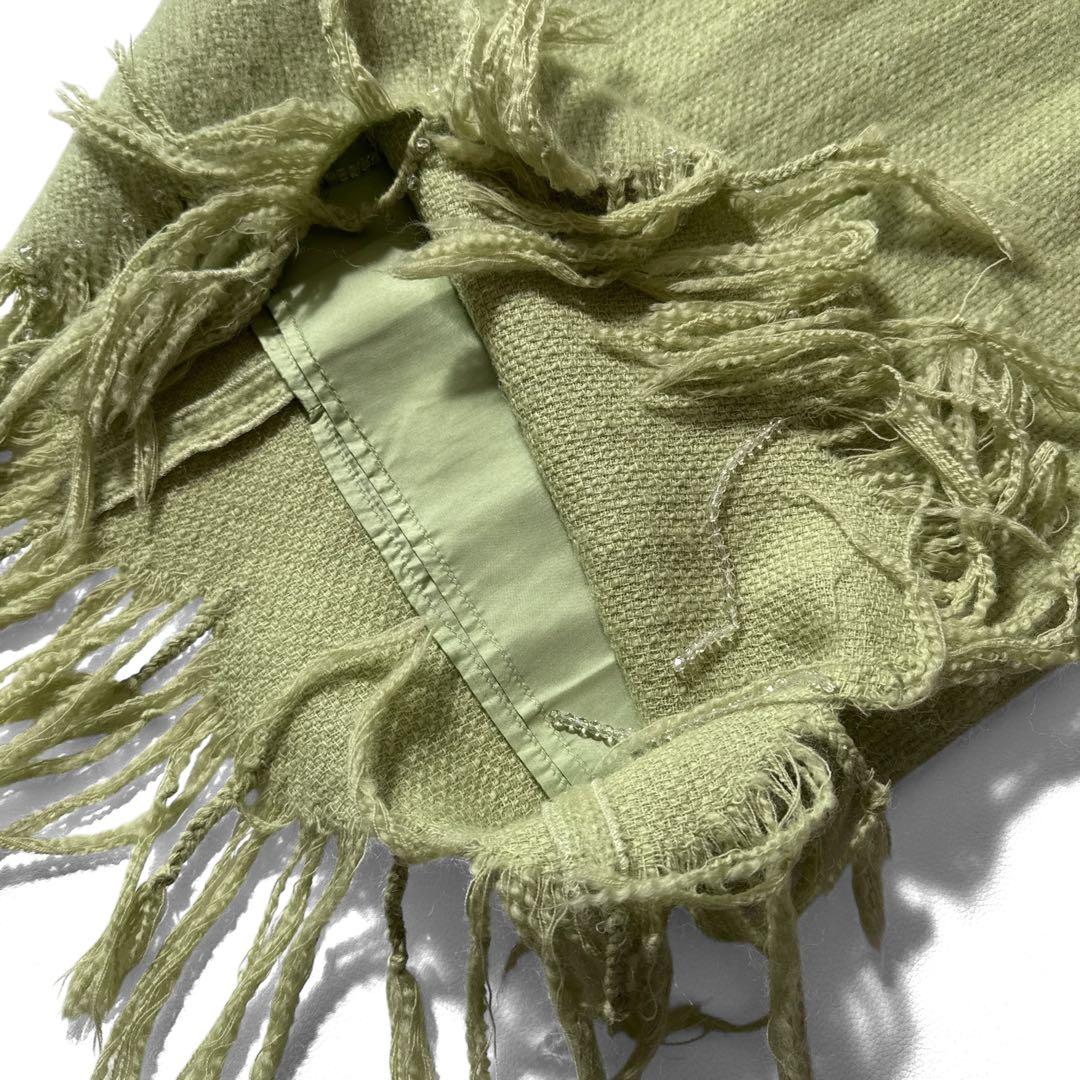 モスキーノ モヘア ドレス ワンピース グリーン ビーズ フリンジ