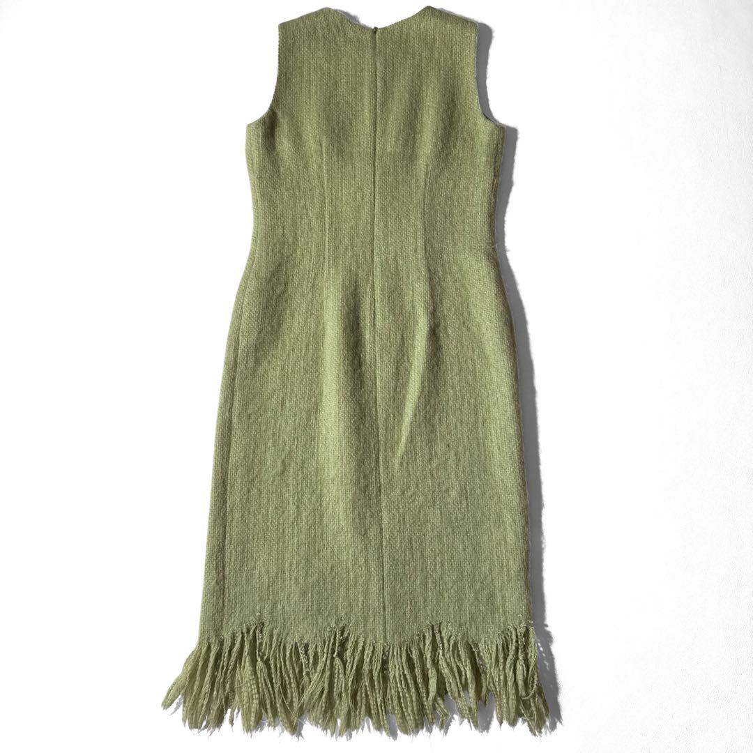 モスキーノ モヘア ドレス ワンピース グリーン ビーズ フリンジ