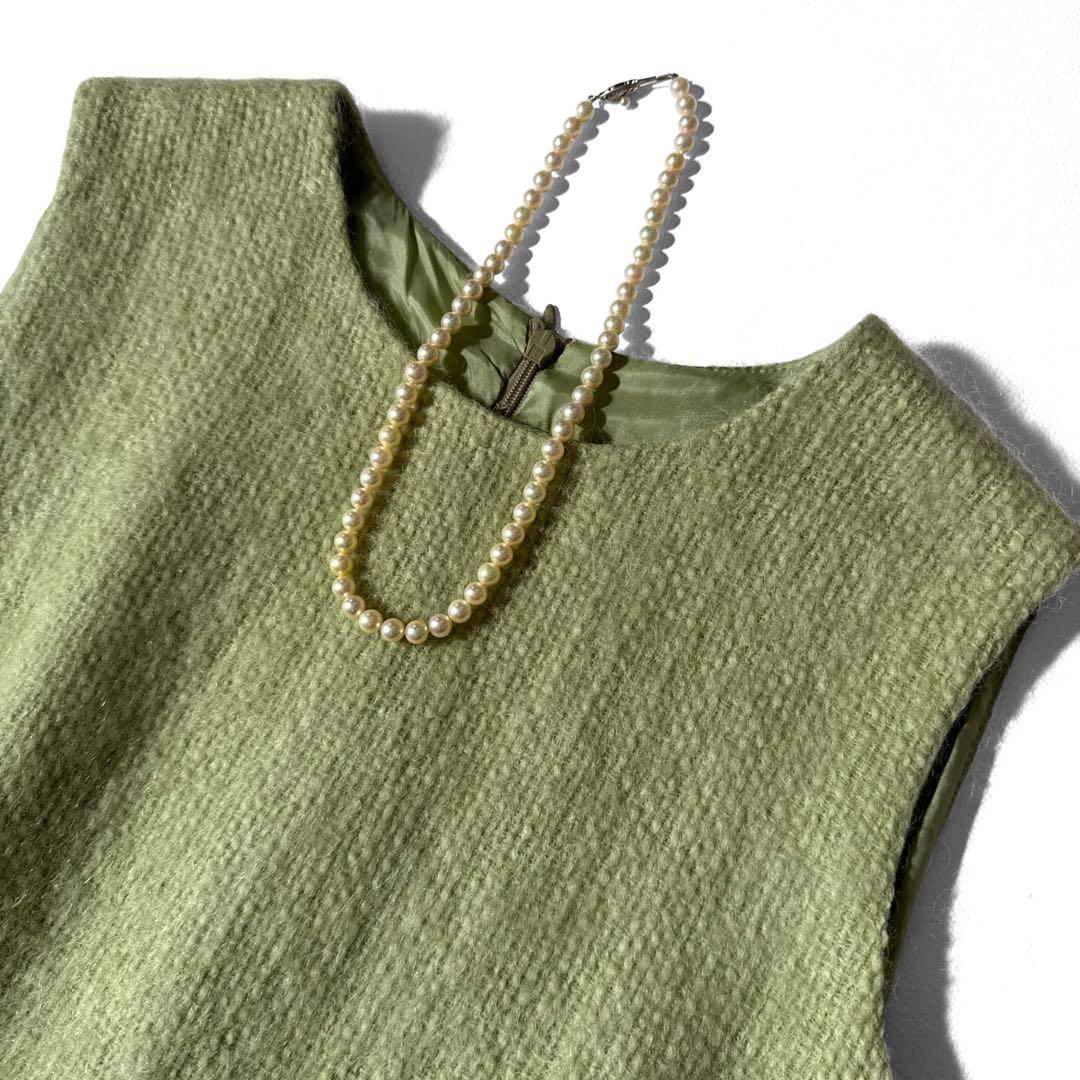 モスキーノ モヘア ドレス ワンピース グリーン ビーズ フリンジ