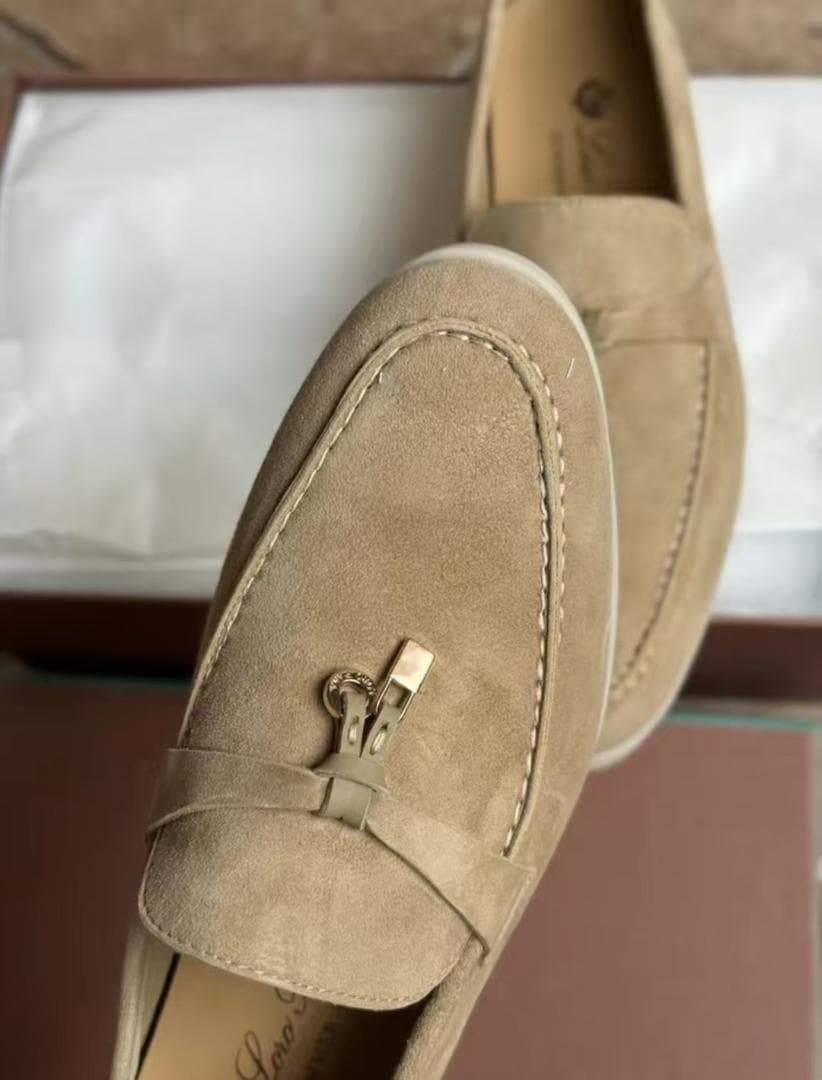 Loro Piana ベージュ スエード モカシン SUMMER WALK