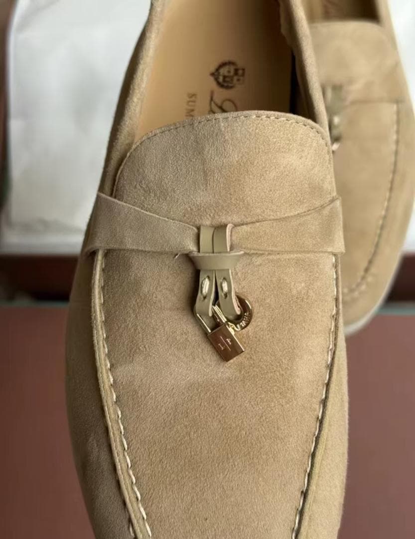 Loro Piana ベージュ スエード モカシン SUMMER WALK