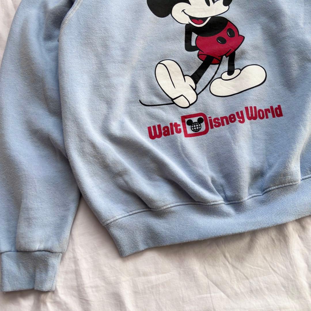 希少 大人気！ ヴィンテージ ミッキー 白足 スウェット 水色 Disney