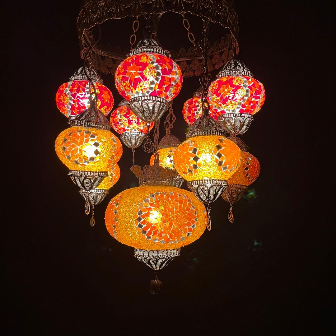 吊り下げ照明 シャンデリア ランプ ガラス アンティーク ランプ トルコランプ