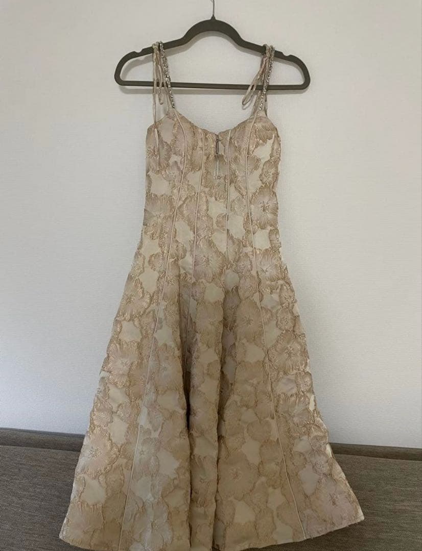 ローブドフルール　花柄ジャガードパイピングミディキャバドレス(DE3282)