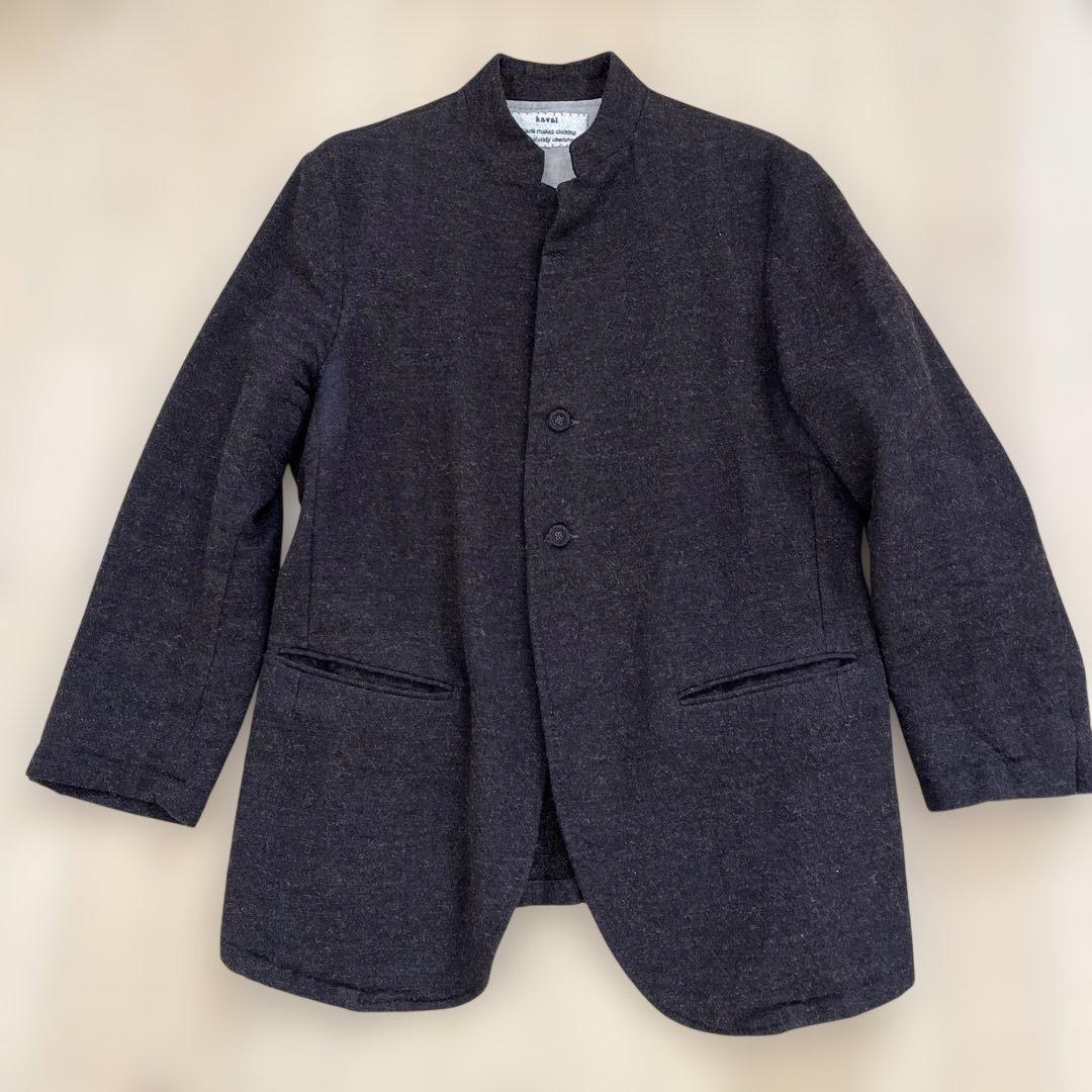 kaval ウール混紡 ノーカラージャケット