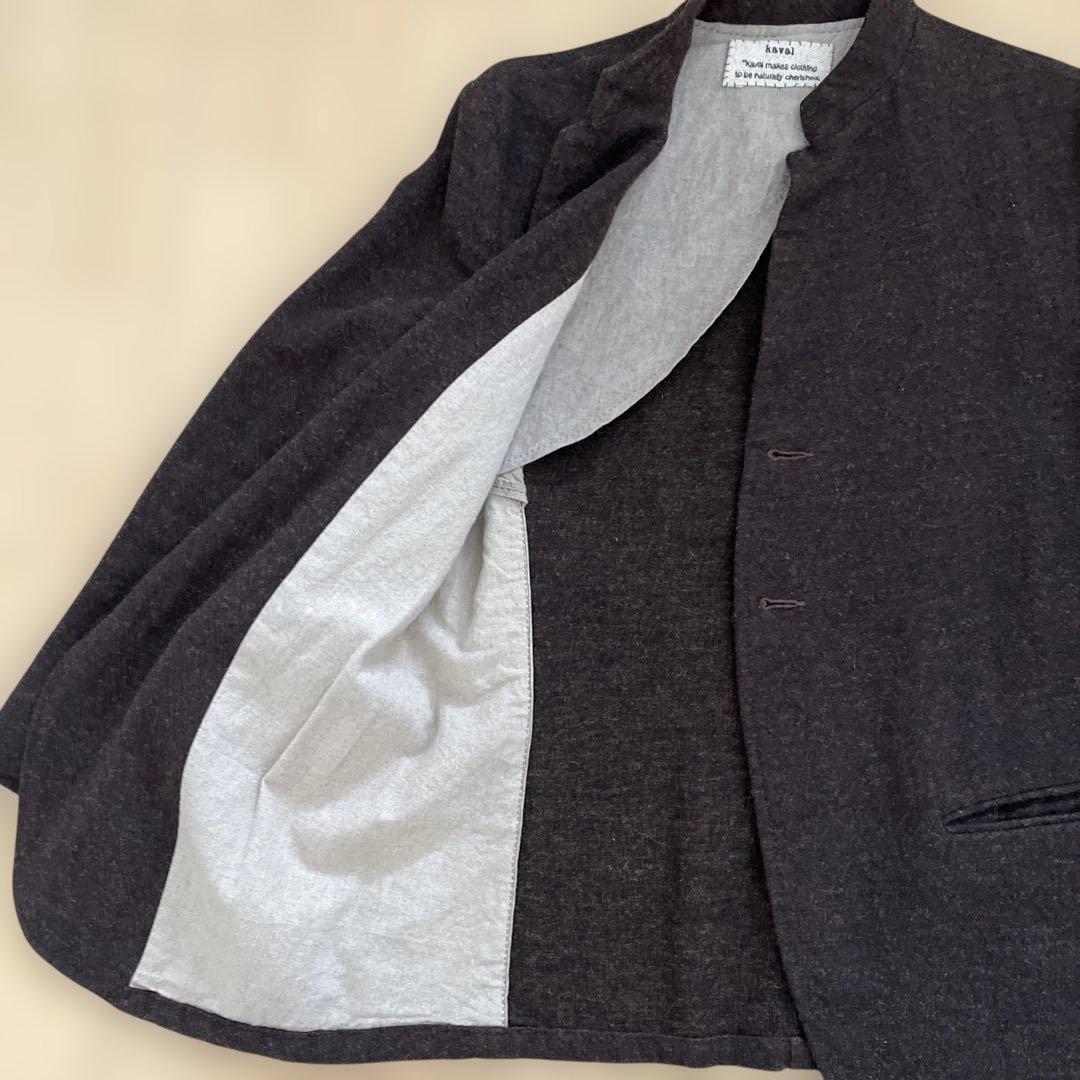 kaval ウール混紡 ノーカラージャケット