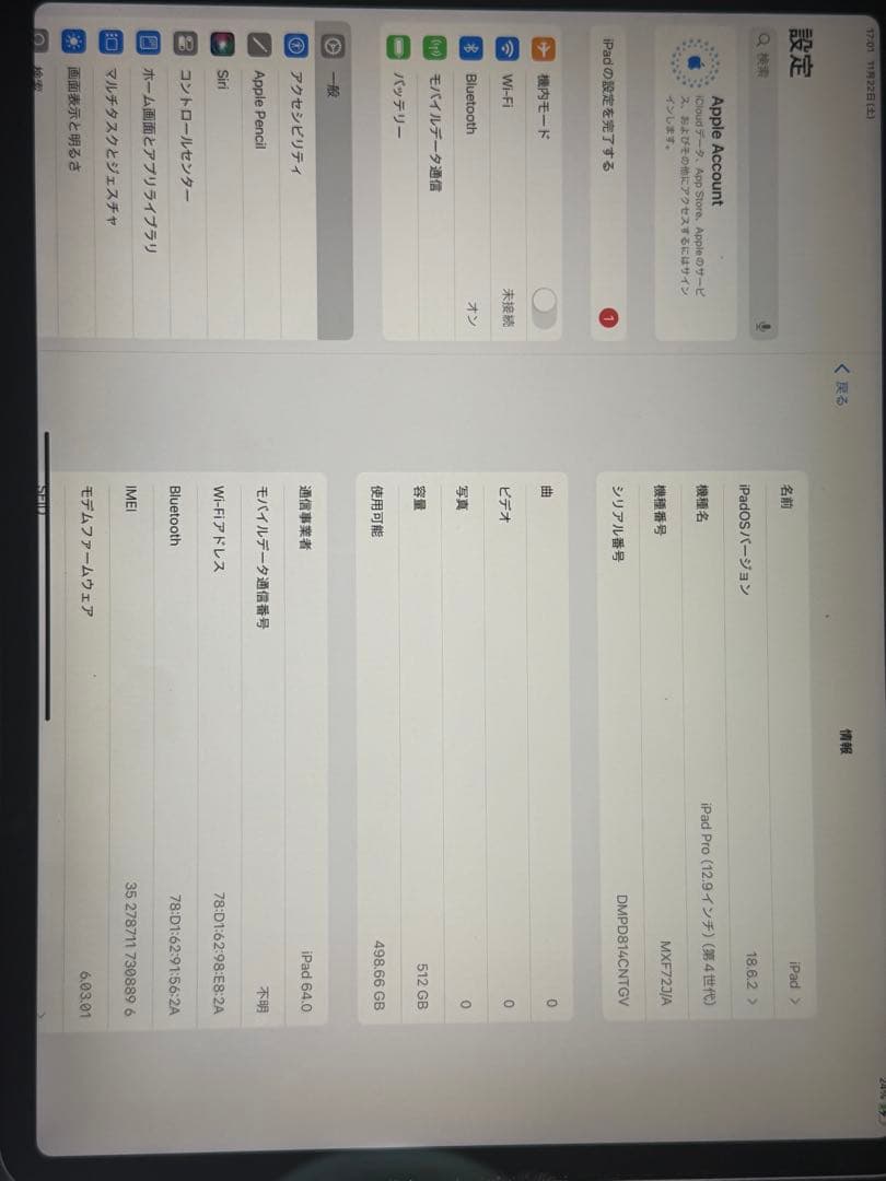 iPad Pro 12.9 512GB 第4世代　Apple Pencil2本