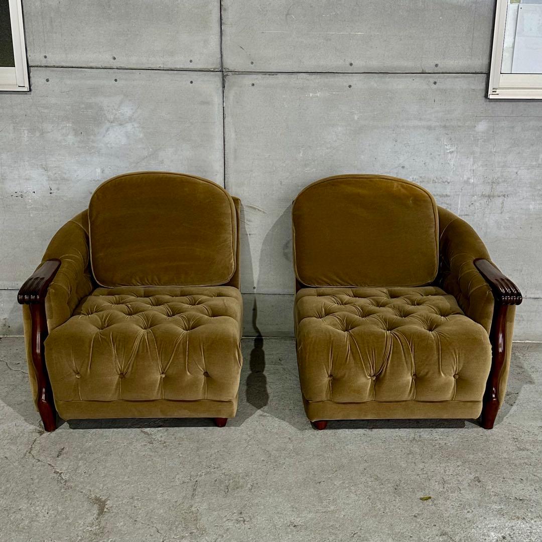 ✦70s✦マルニ木工  ソファ 3脚セット ベロア生地 その①