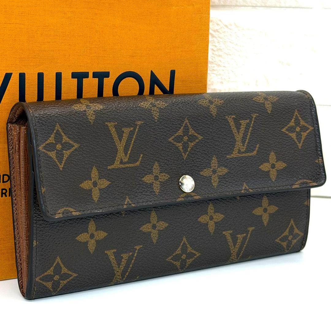 良品 ルイヴィトン モノグラム ポルトフォイユ サラ 財布 茶色 10カード .