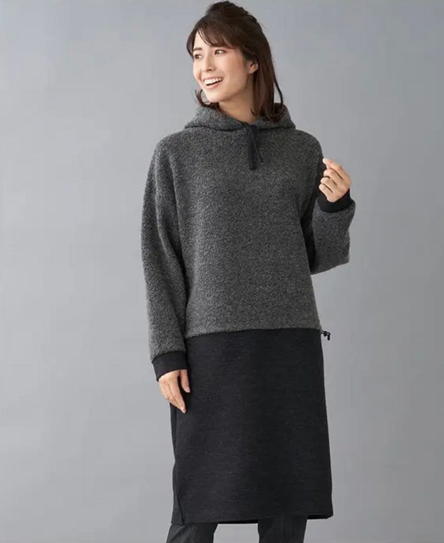 新品同様‼️ Leilian WHITE LABELフード付き ふんわりワンピース