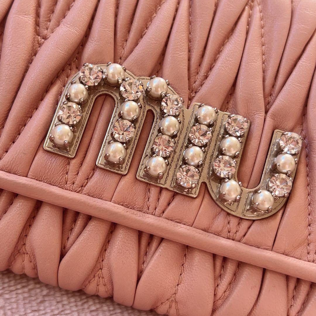 miumiu ビジュー 長財布 ピンク マテラッセ 2つ折り