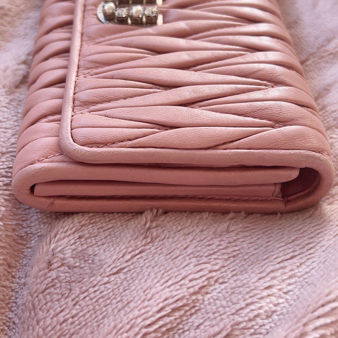miumiu ビジュー 長財布 ピンク マテラッセ 2つ折り