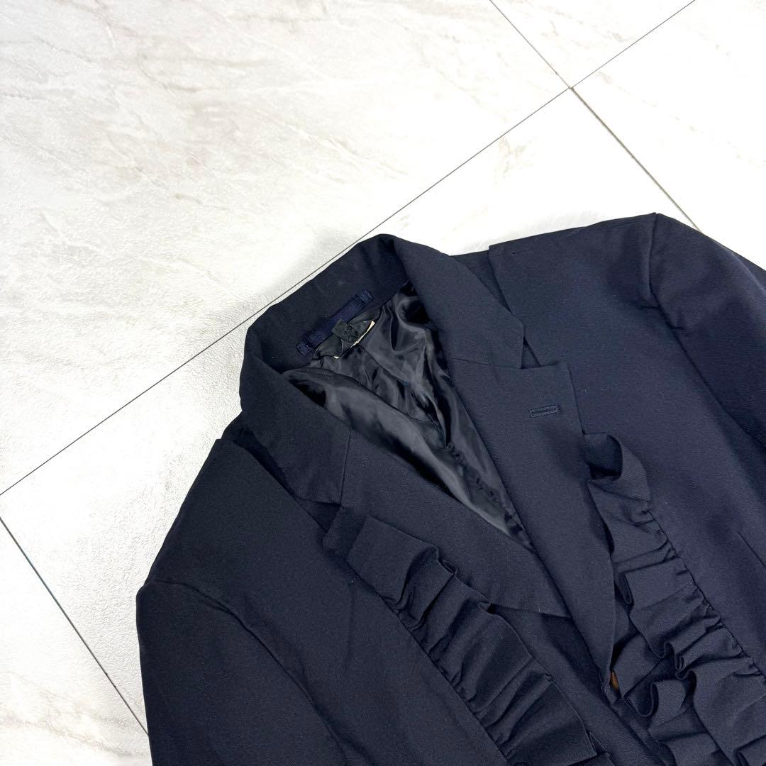 極美品 コムデギャルソン 変形 フリル テーラードジャケット S ダークネイビー