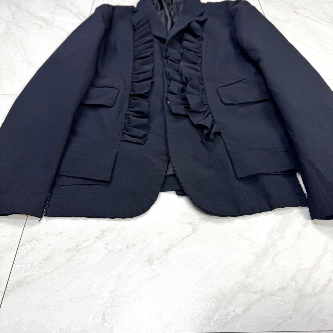 極美品 コムデギャルソン 変形 フリル テーラードジャケット S ダークネイビー