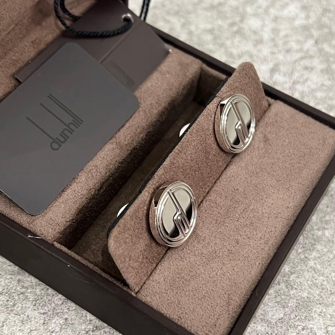 新品 未使用dunhill ダンヒル シルバー 円形カフスリンクス dロゴ