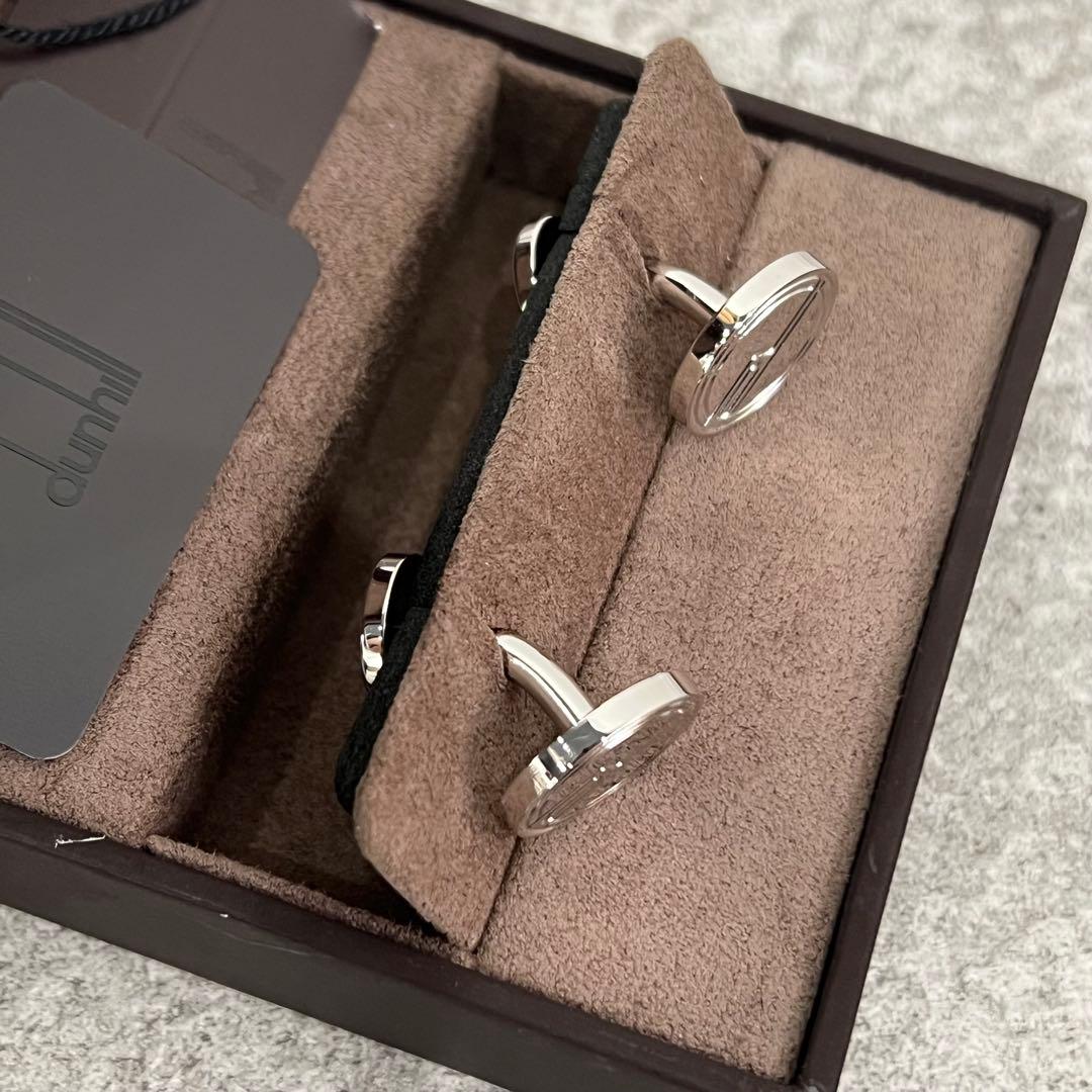 新品 未使用dunhill ダンヒル シルバー 円形カフスリンクス dロゴ