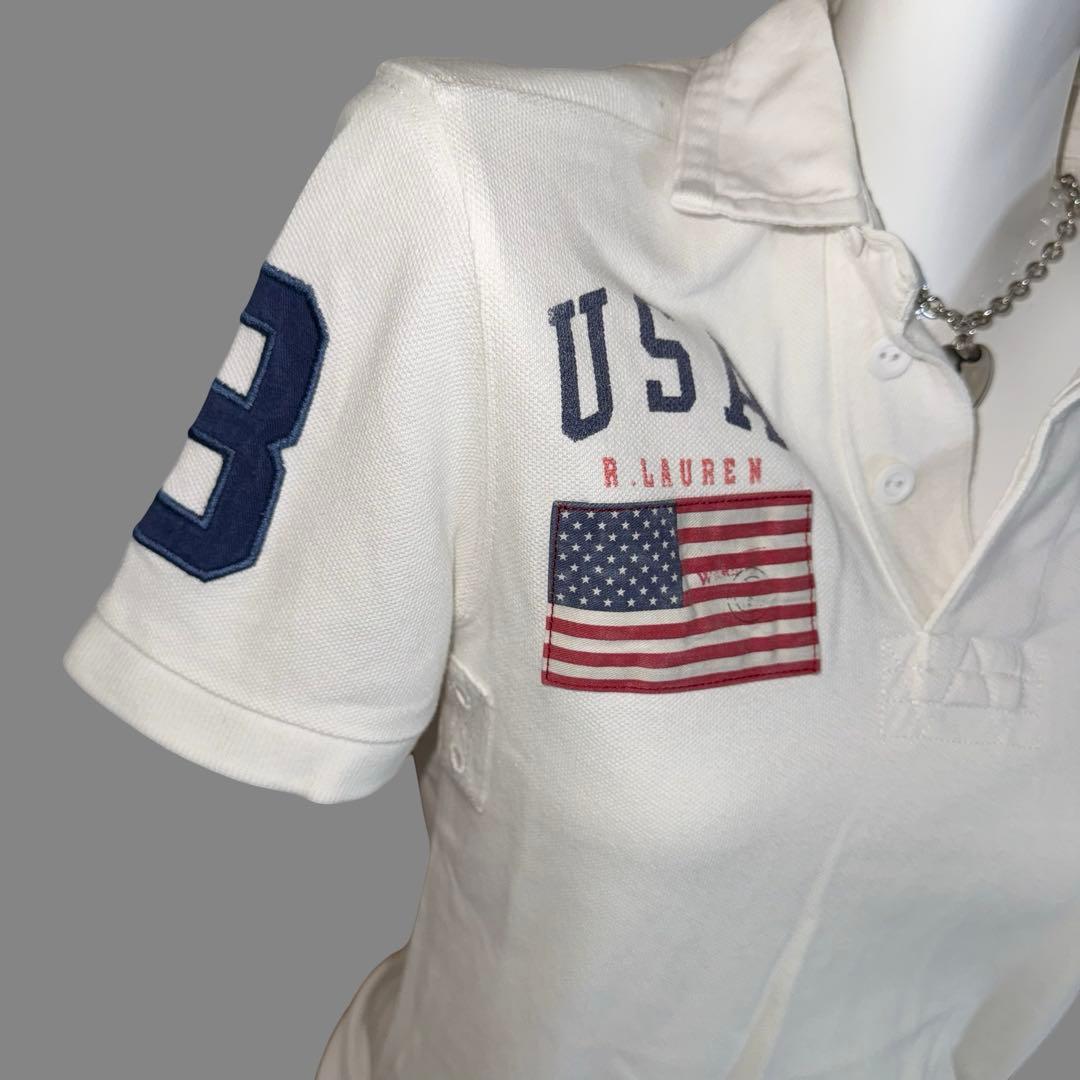 00s ラルフローレン ビッグポニー ポロシャツ y2k ホワイト白 平成ギャル