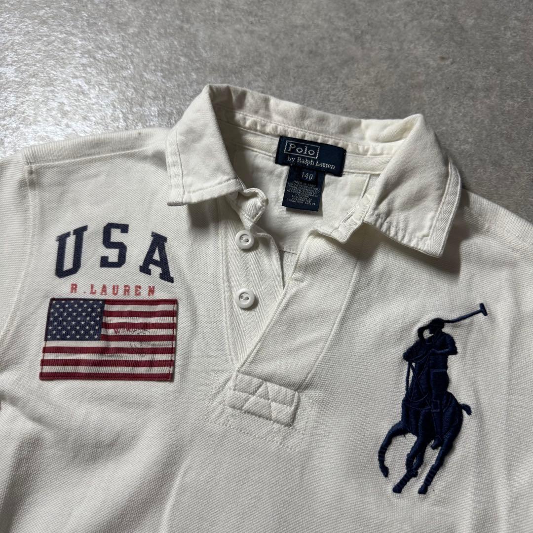 00s ラルフローレン ビッグポニー ポロシャツ y2k ホワイト白 平成ギャル