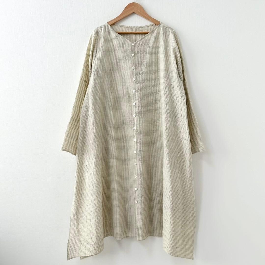 美品✨ヨーガンレール　ワンピース　ライトグリーン　シルク　コットン