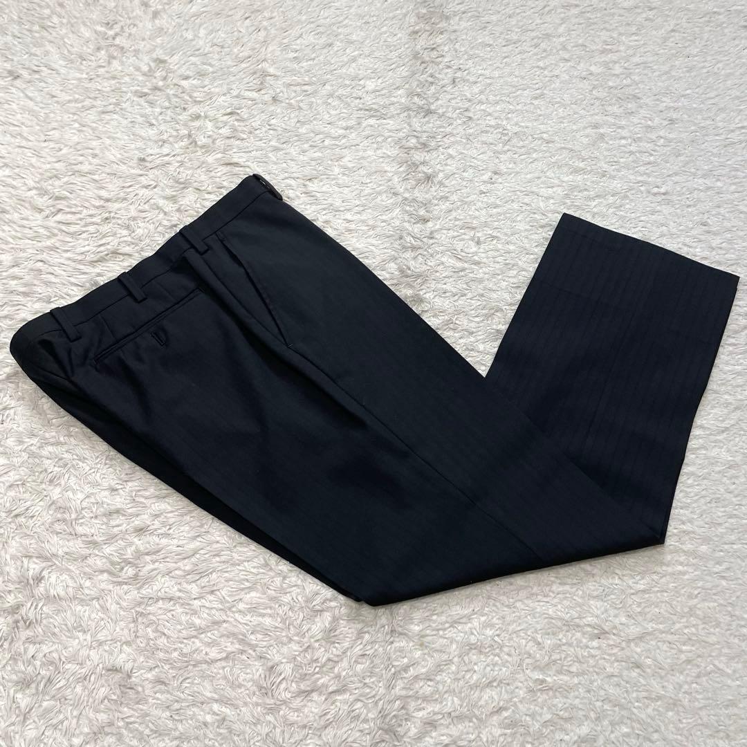 美品 バーバリー スーツ セットアップ super 100's ストライプ 黒