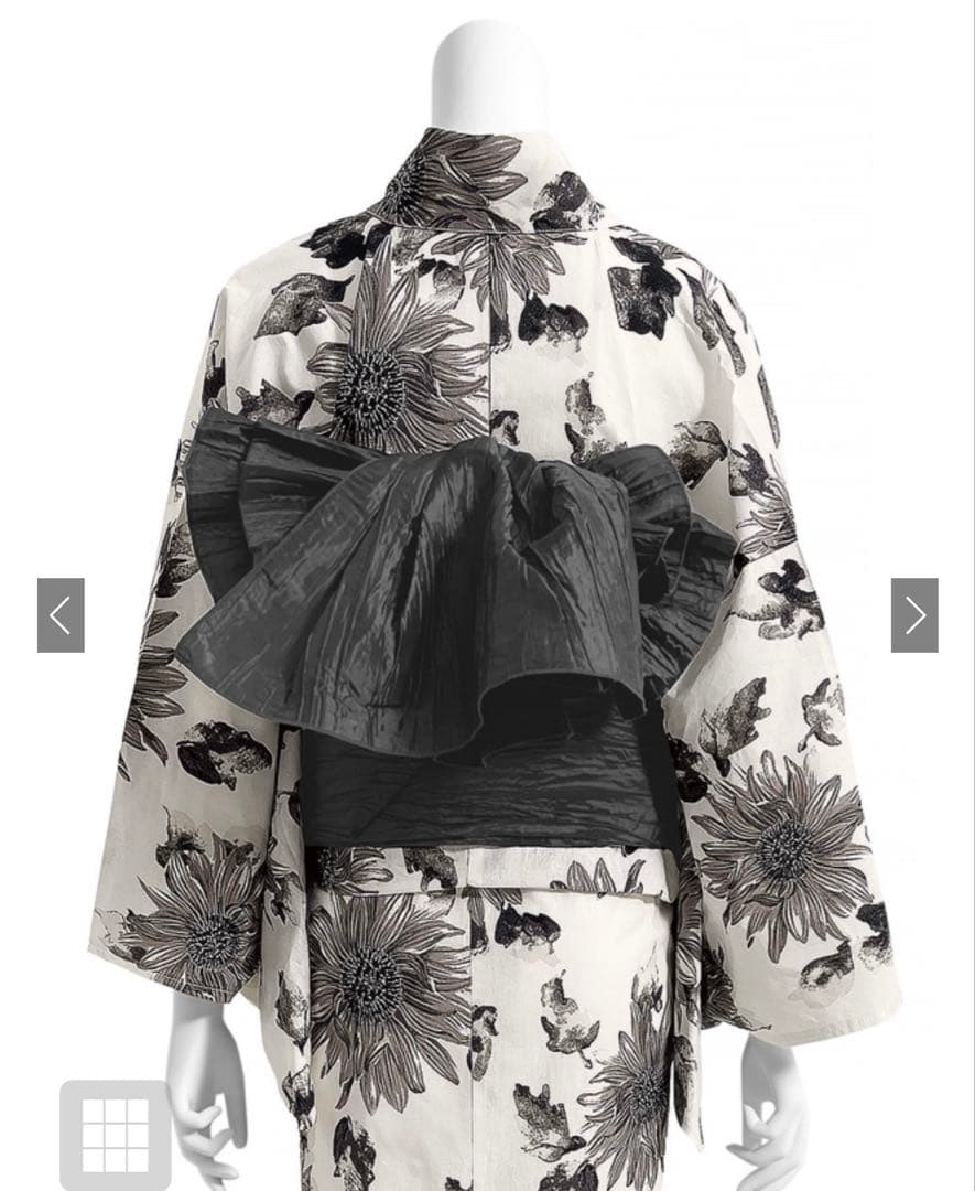 モノトーンひまわり浴衣セット gi1507 帯飾り パールレース