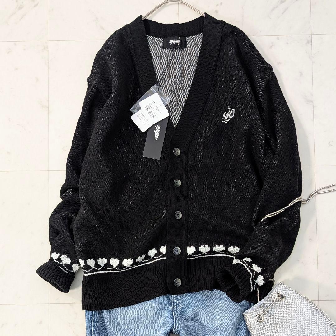 未使用★MYne ミハラヤスヒロ ハートパターンビッグシルエットカーディガン 黒
