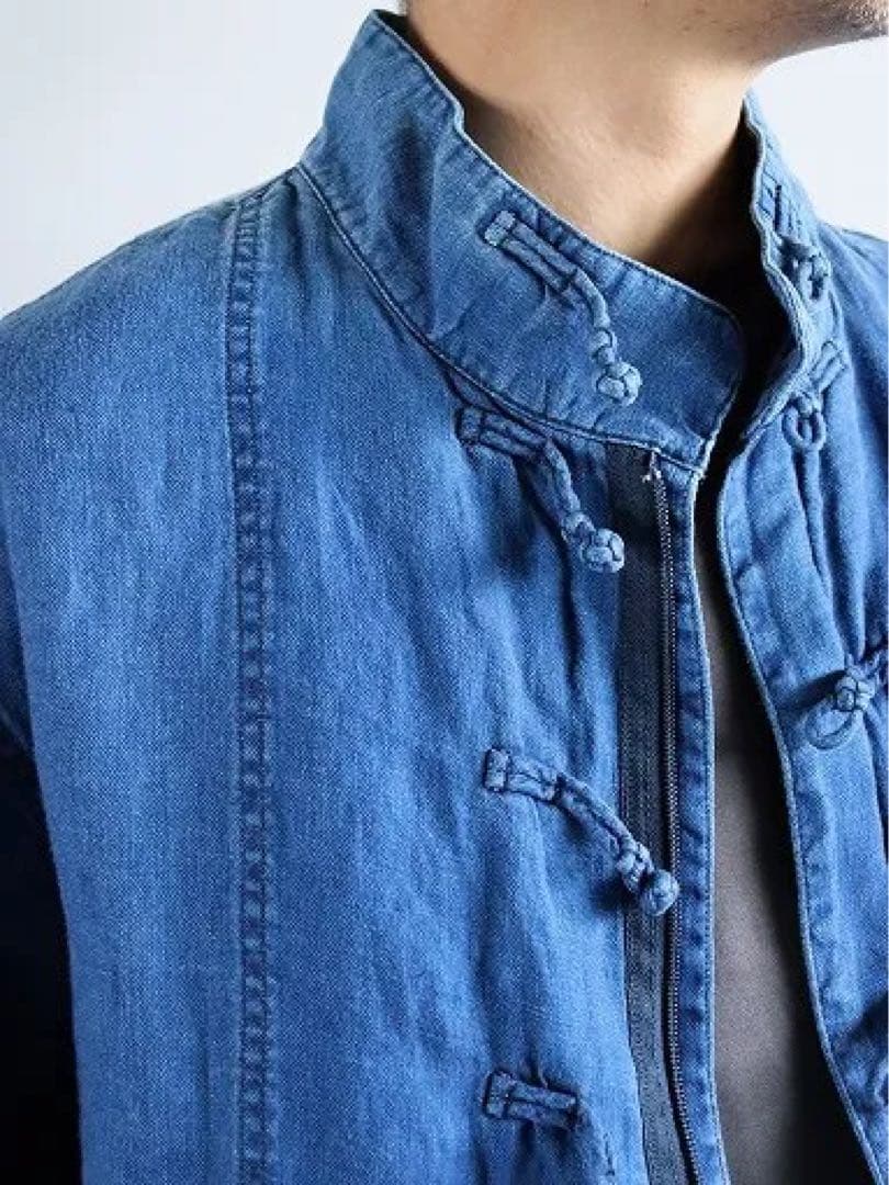 ジャケット・アウター Indigo Linen CHINESE JACKET