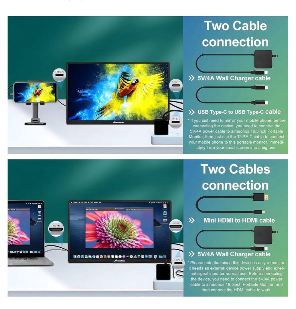 18.5インチ ノートパソコン用ポータブルモニター1080Pパソコンモニター
