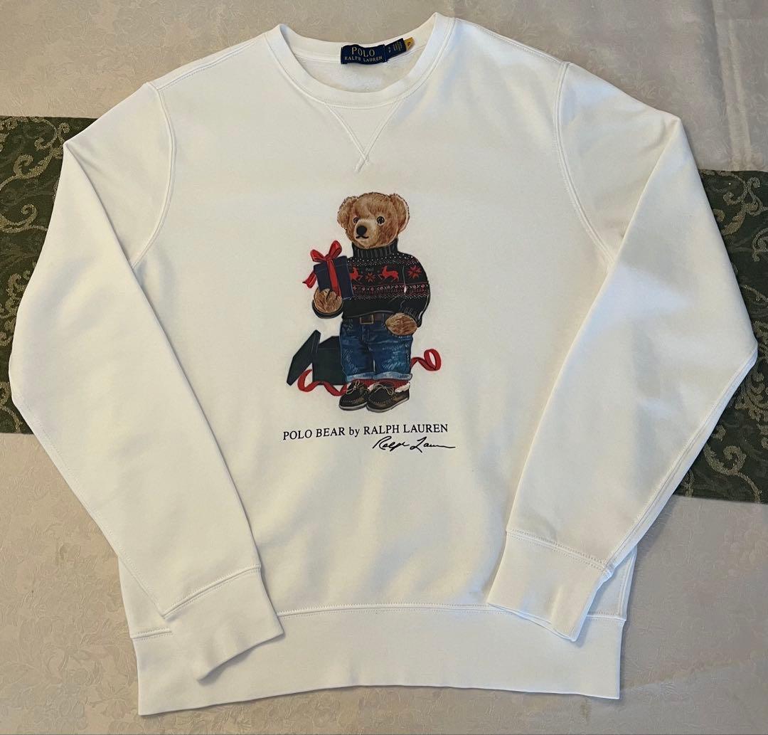 ポロベア刺繍 ホワイト フリーススウェット