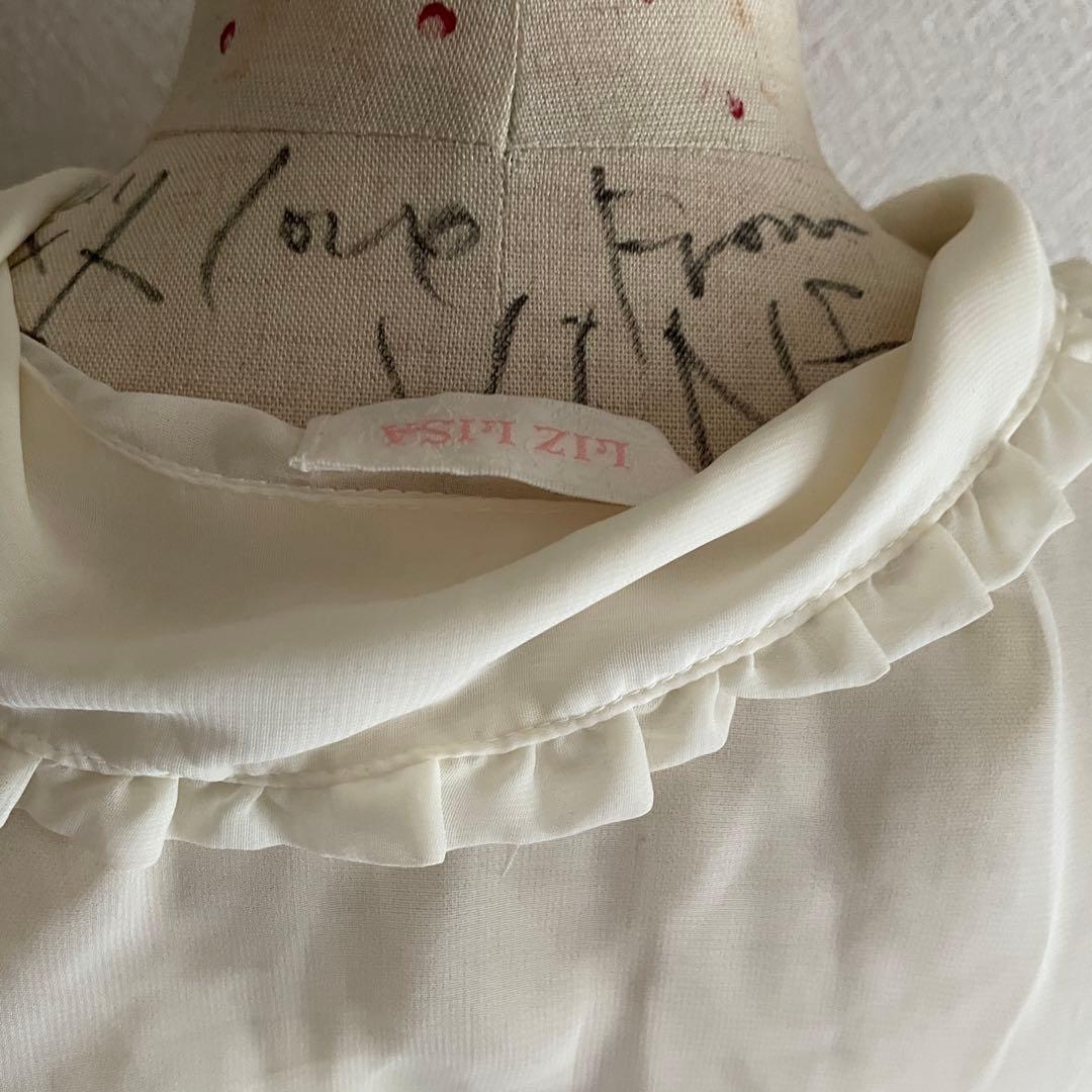 00s 希少 LIZLISA ビッグリボン ドッキングブラウンフリルワンピ