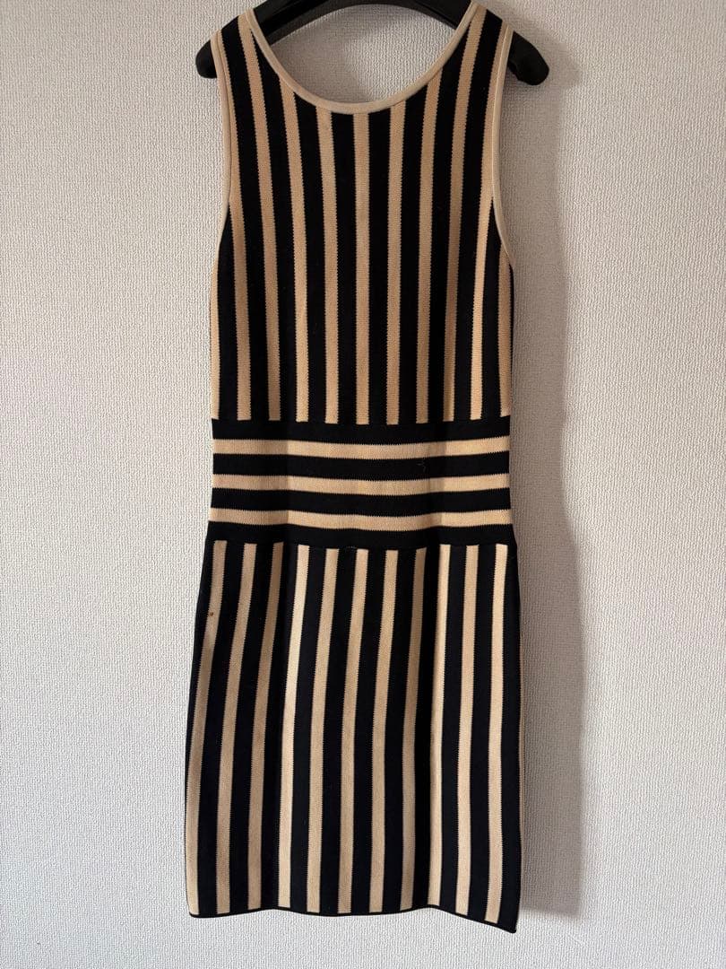 【正規品】CHANEL シャネル ココボタン ボーダー ニット ワンピース 38