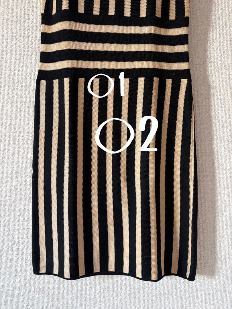 【正規品】CHANEL シャネル ココボタン ボーダー ニット ワンピース 38