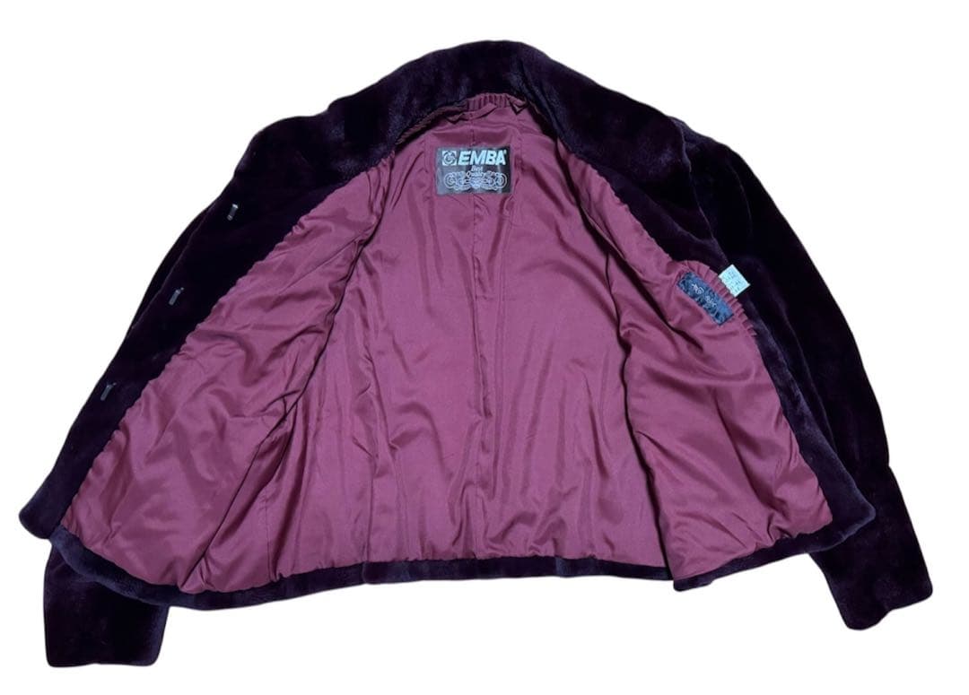 エンバ　EMBA 毛皮　ホワイトミンク Mサイズ　ワインレッド系　ファーコート