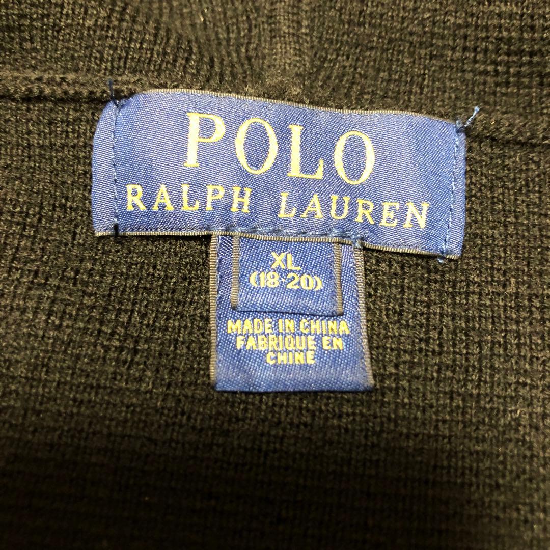 ラルフローレン　ハーフジップ　ウールニット　ビッグポニー刺繍ロゴ　XL18-20