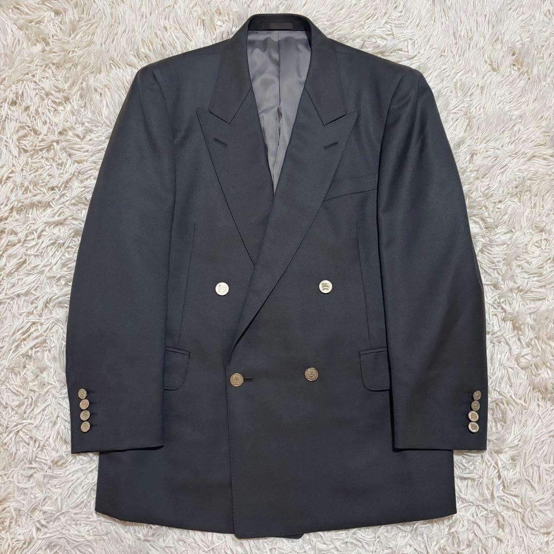 美品 バーバリー ダブル スーツ セットアップ ウール&モヘア メタルボタン