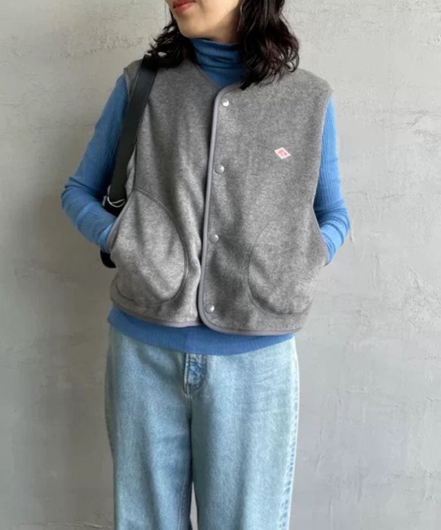 【新品】DANTON グレー フリース ベスト サイズL