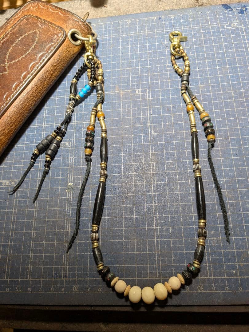 オリジナルショートストラップ付ウォレットロープ　ハンドメイド　カスタム可能