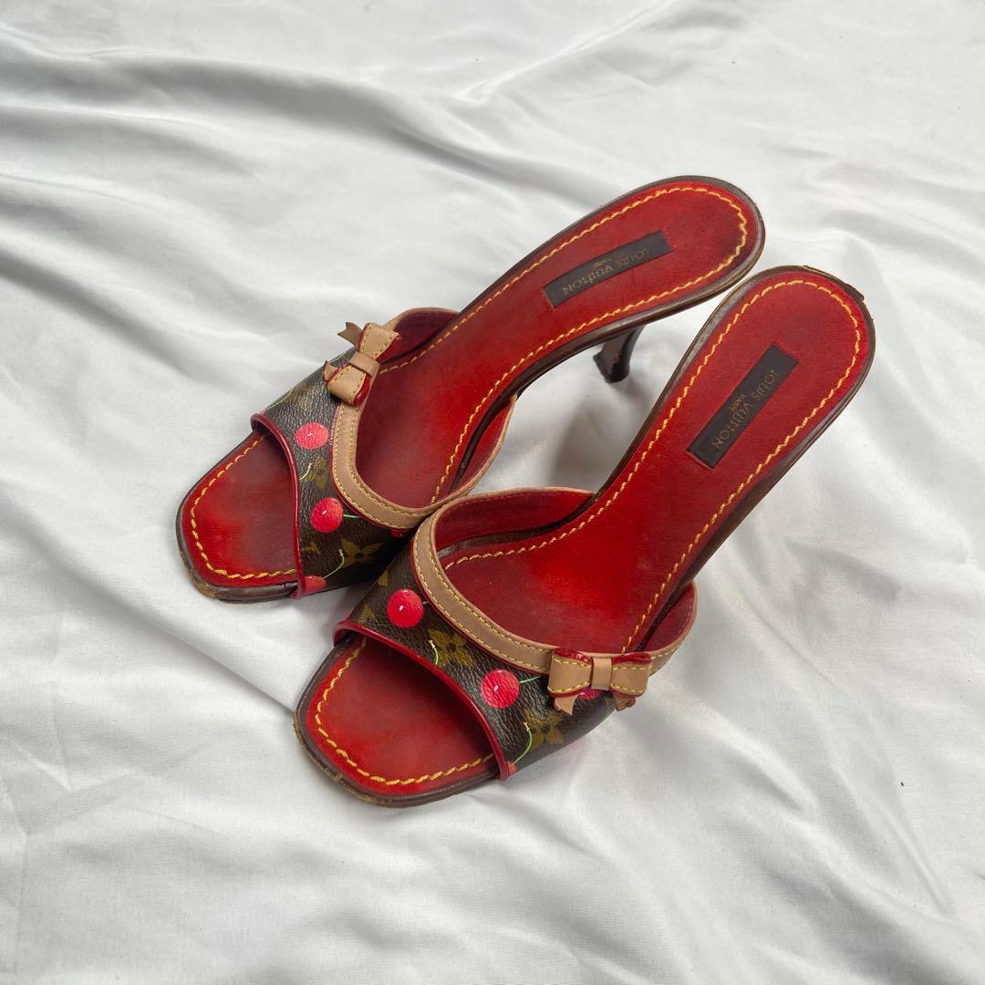 LOUIS VUITTON モノグラム 村上隆コラボ チェリー ミュールサンダル