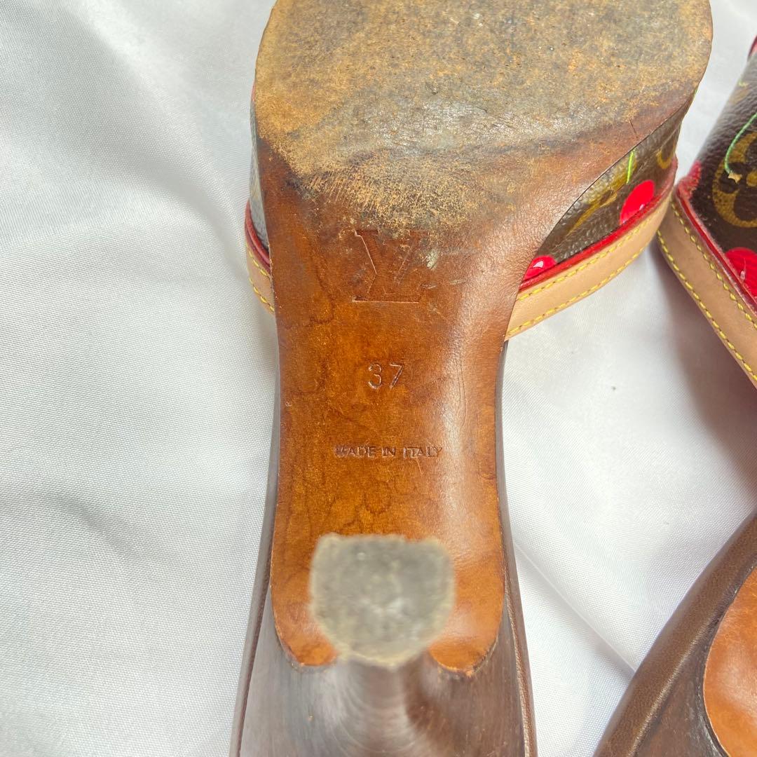 LOUIS VUITTON モノグラム 村上隆コラボ チェリー ミュールサンダル