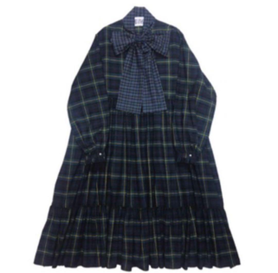 heihei グリーンチェック　ロングワンピース