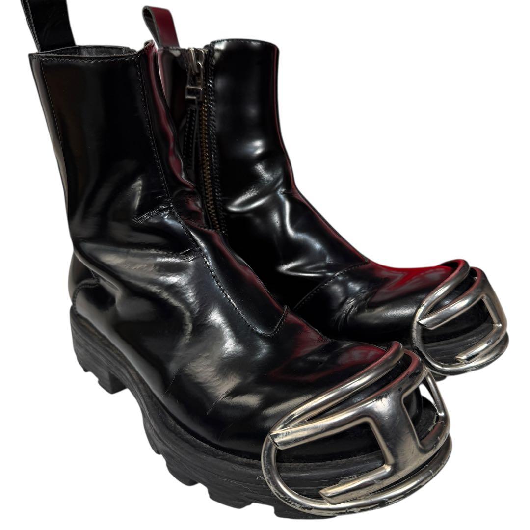 DIESEL D-HAMMER BT ZIP レザー Dプレート ブーツ 黒