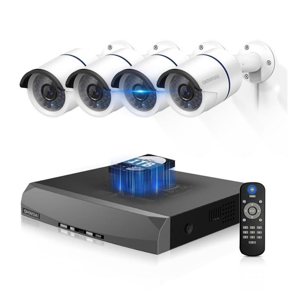 12513 OHWOAI POE防犯カメラセット 4台 有線防犯