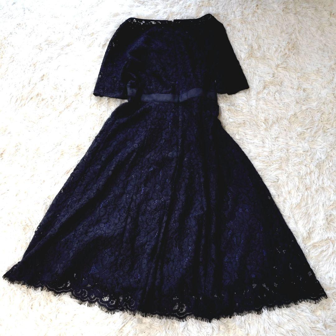 【美品】アナイ コードフラワーレース フレアワンピース 38 M ブラック
